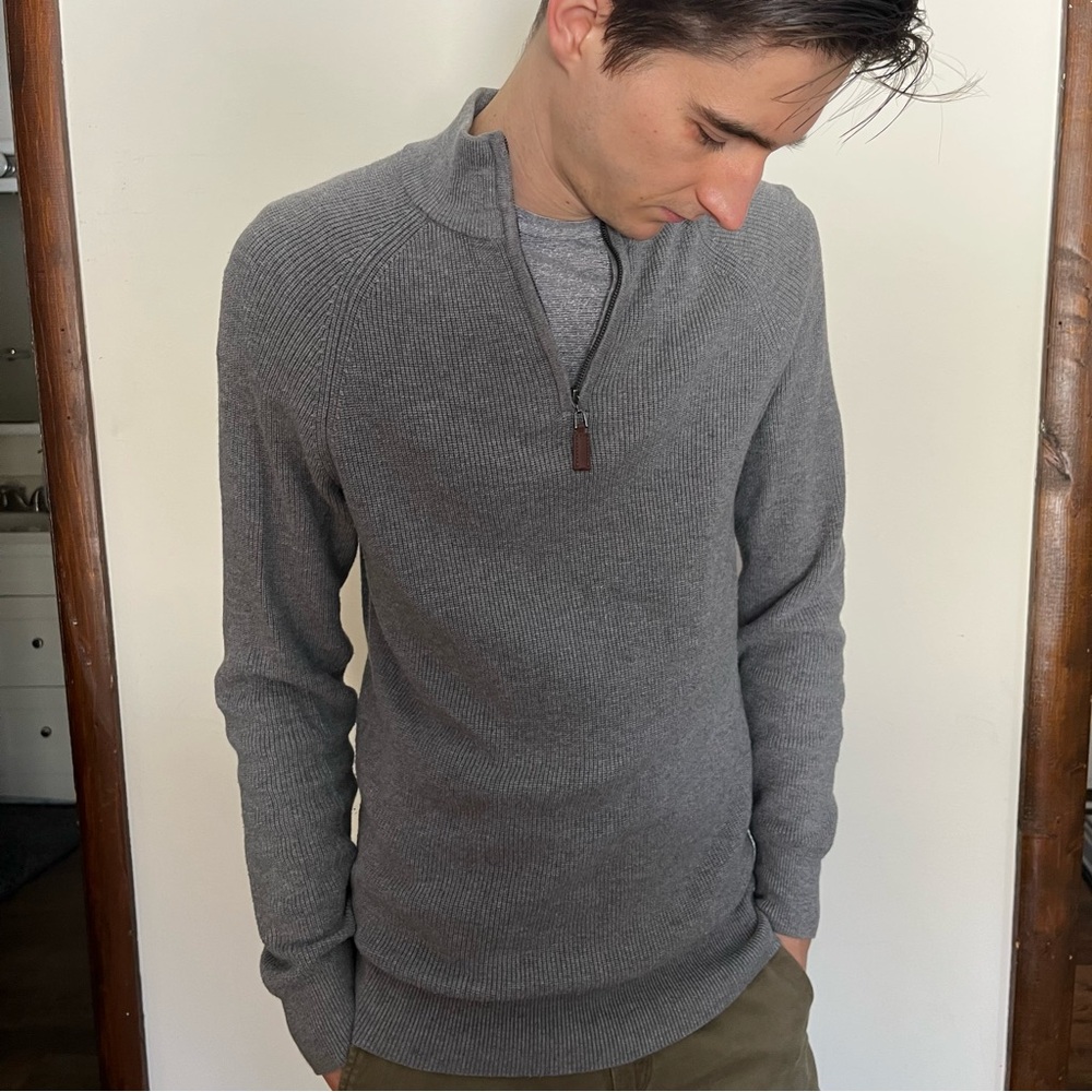 Men's Gray Half-Zip Sweater